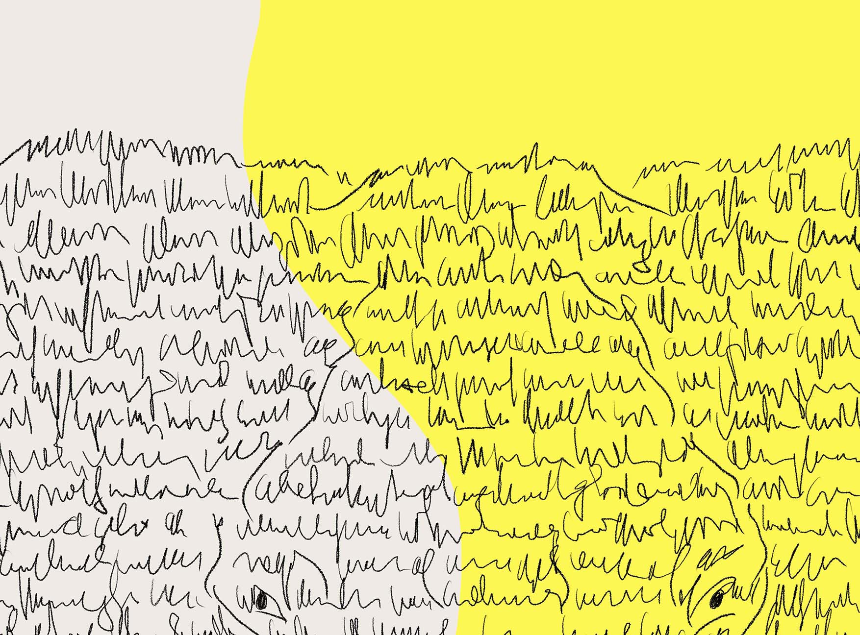 Elephant handwriting yellow detail