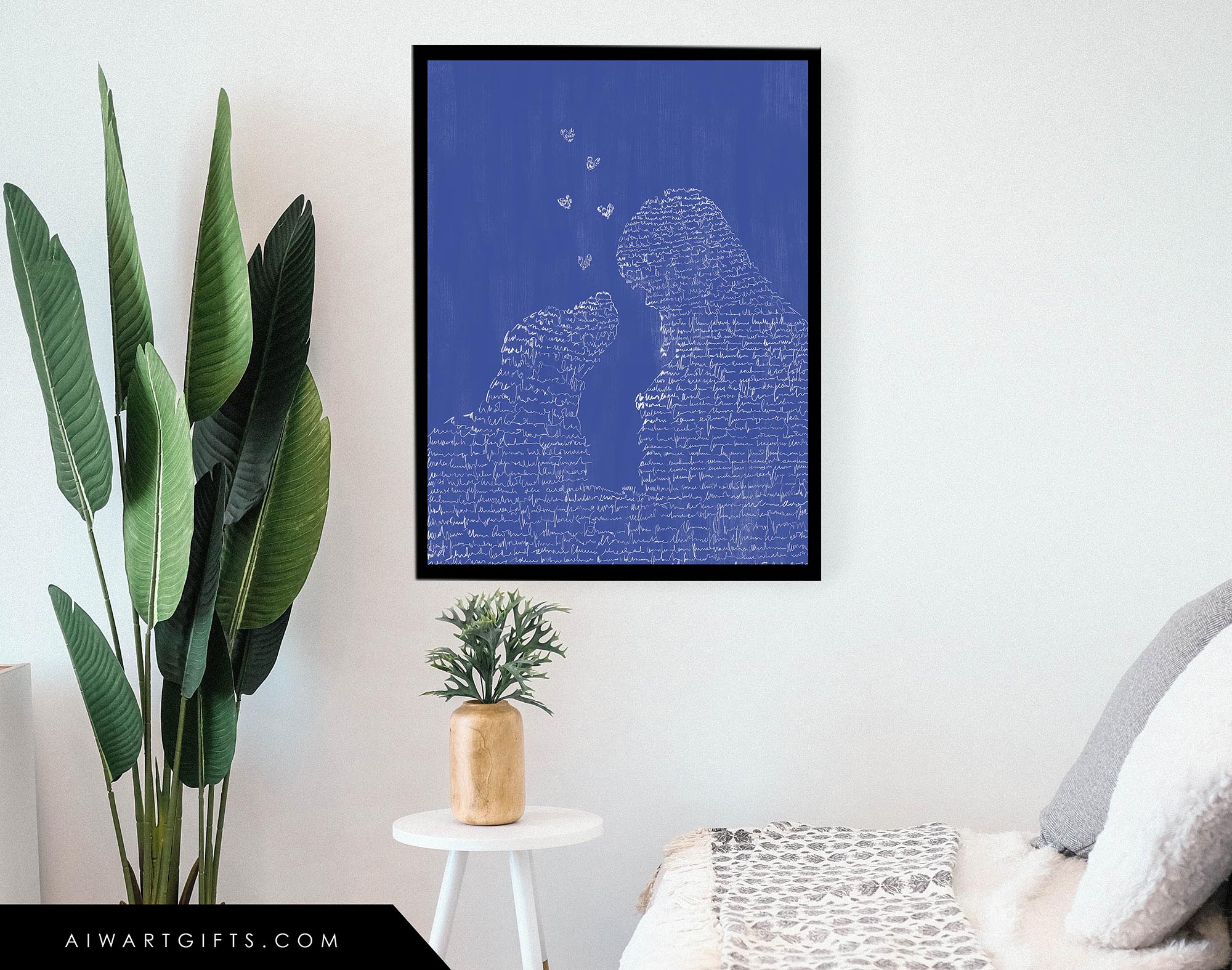 dog and girl art wall