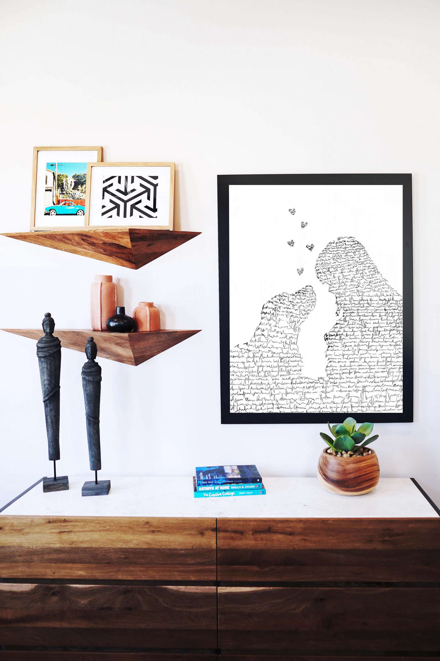 girl and dog art wall