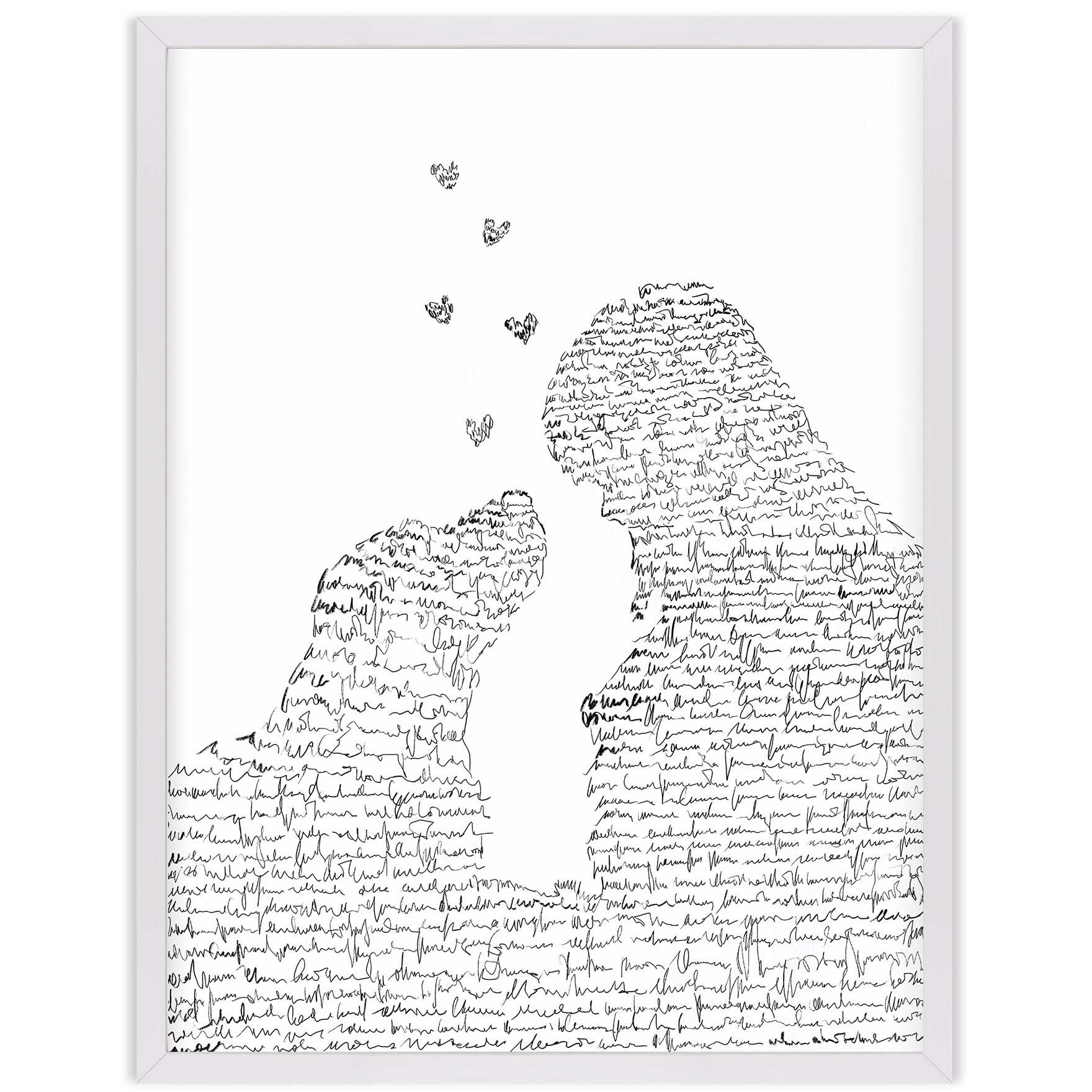 girl and dog black and white art