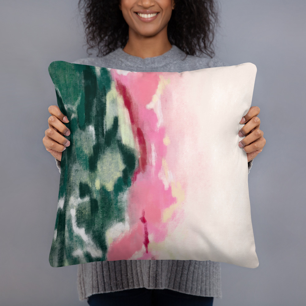 green and pink abstract art