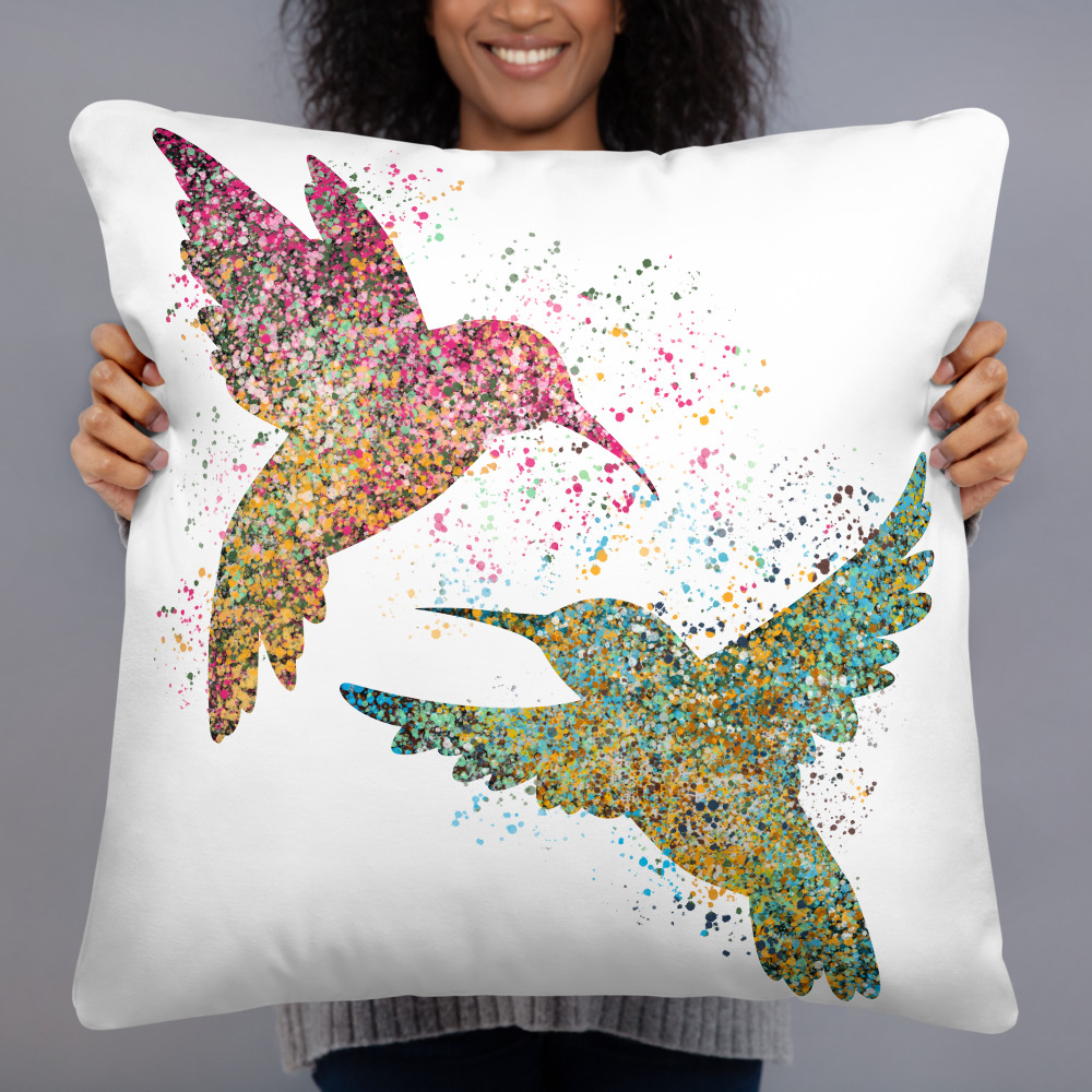 couple of bird colorful art pillow