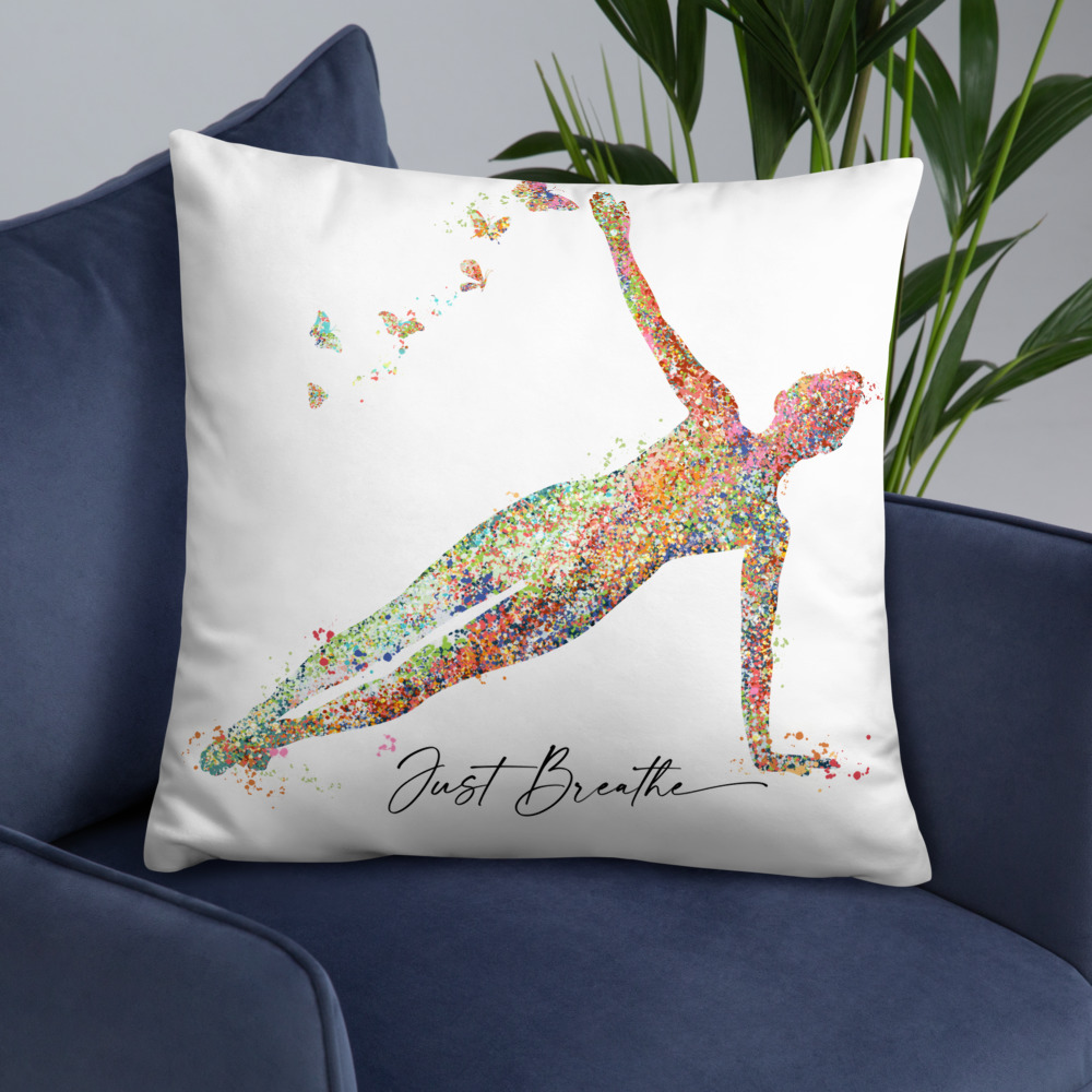 Yoga Art pillow, Colorful Yogi pillow cover, Yoga Pose pillow cover, Yoga Woman Watercolor pillow cover