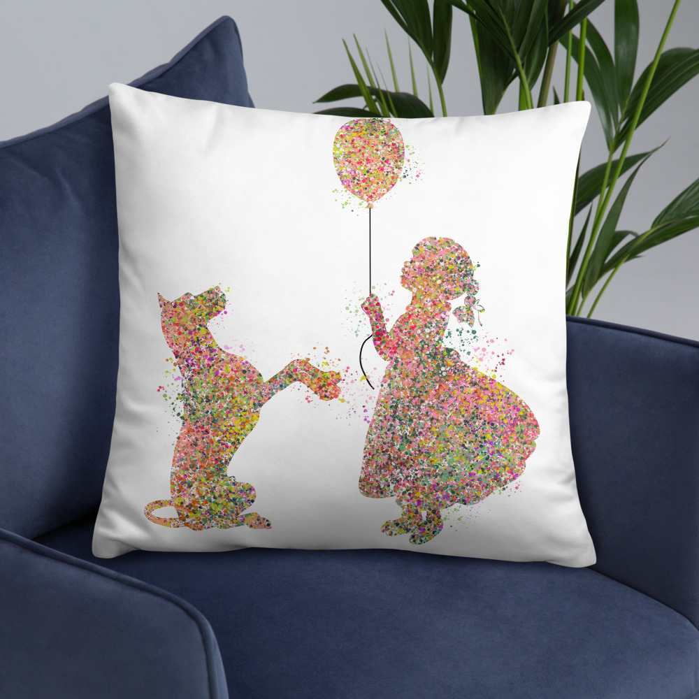 dog and kid pillow cover