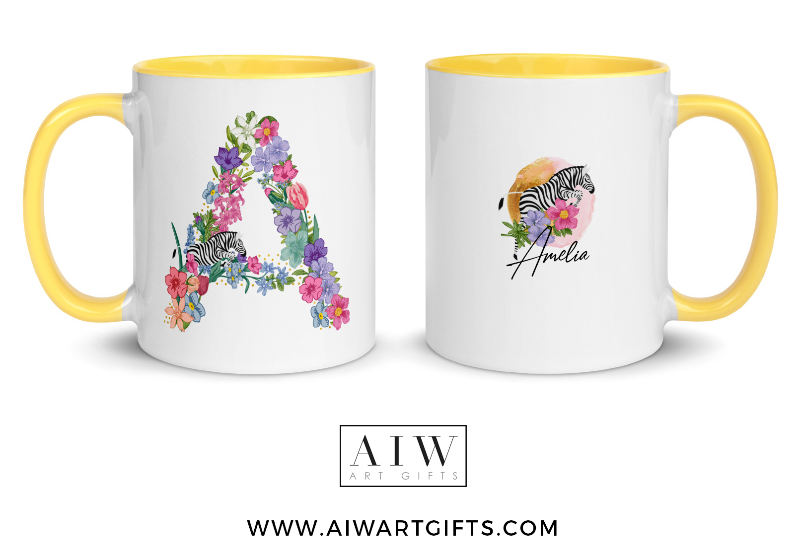 Floral letter A mug- gift idea