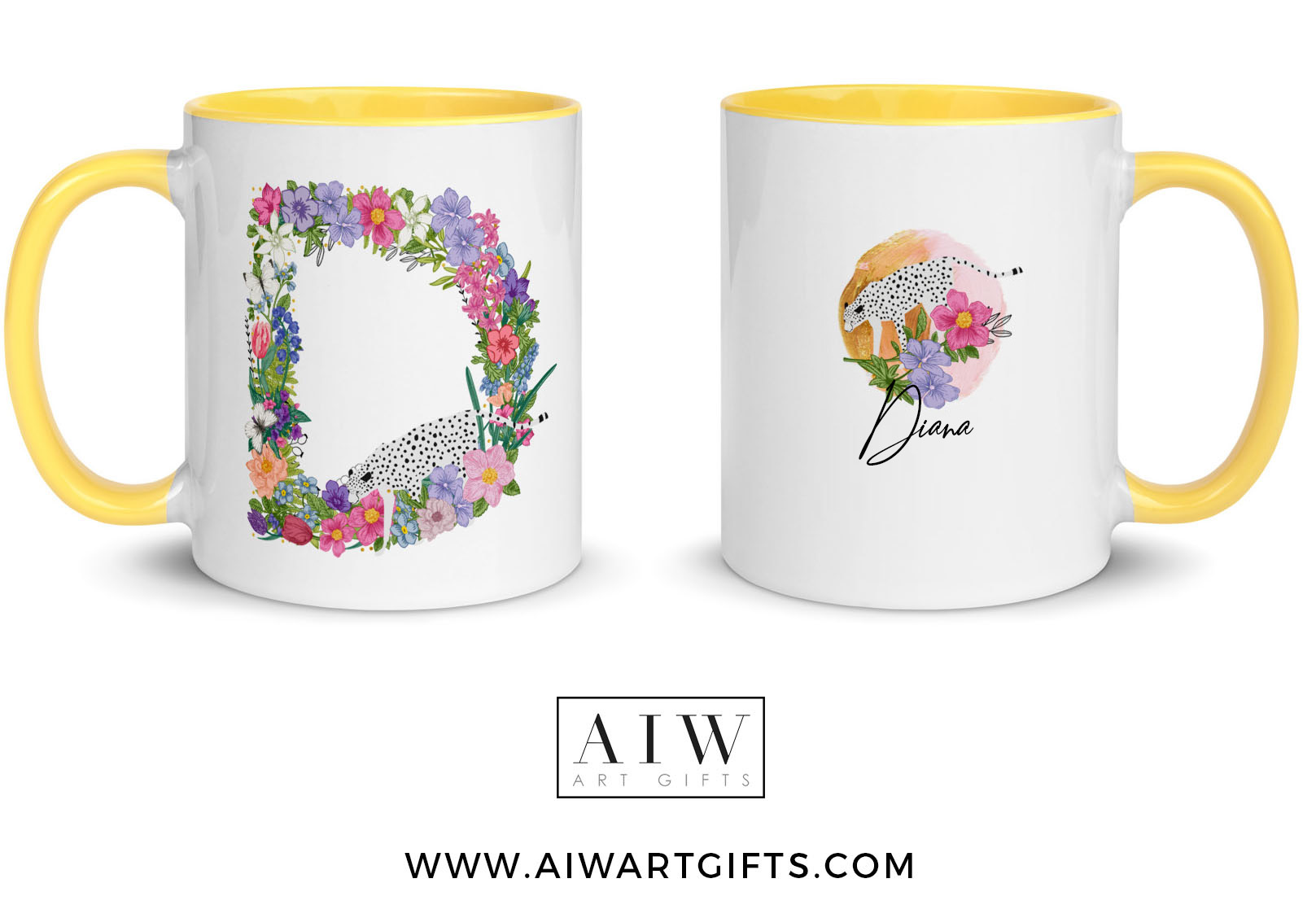 Floral letter D mug- gift idea