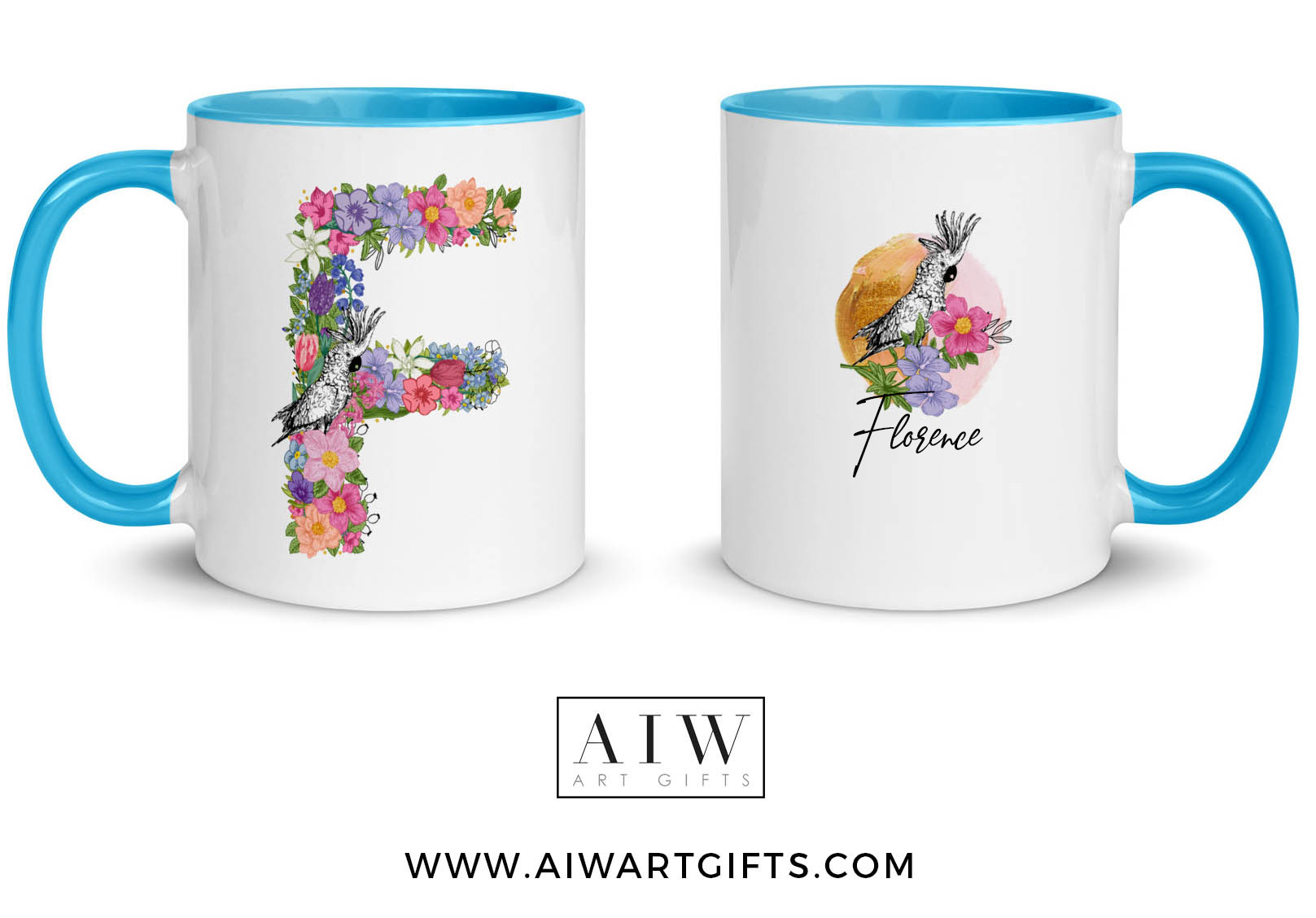 Floral letter F mug- gift idea