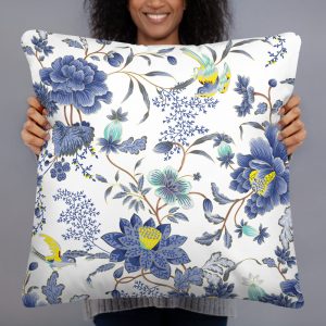 Blue Vintage Flower Pillow Case