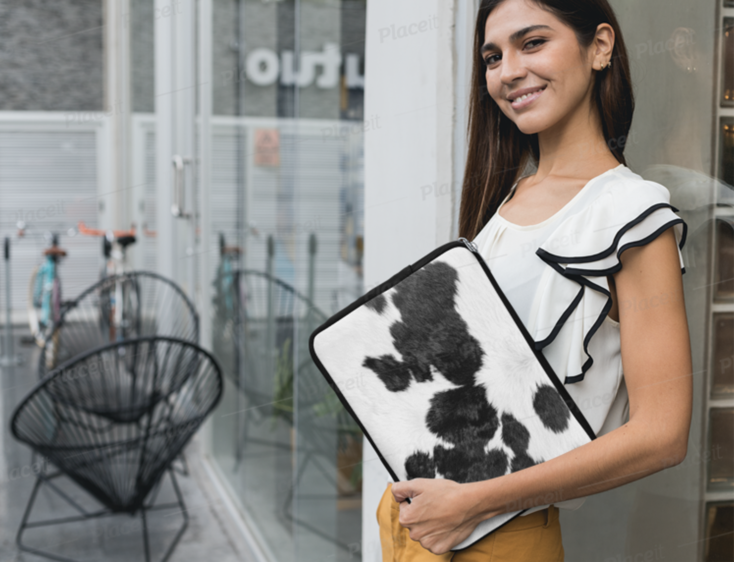 Cow skin pattern lap top case