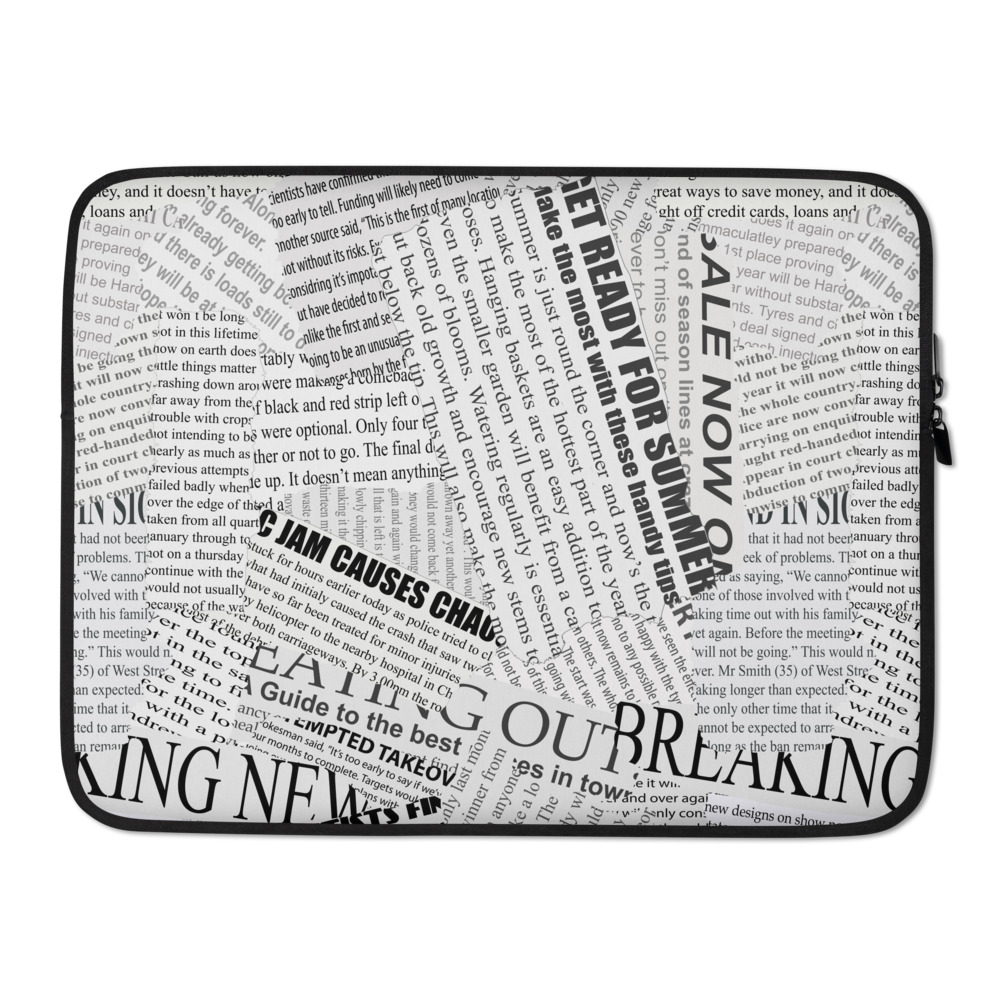 Newspaper style laptop sleeve
