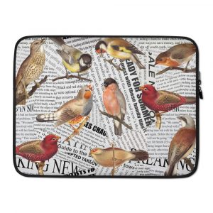 Vintage birds on newspaper background
