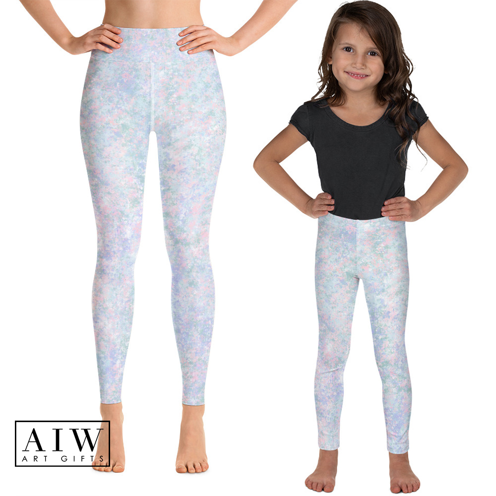 mom and kid legging pastel