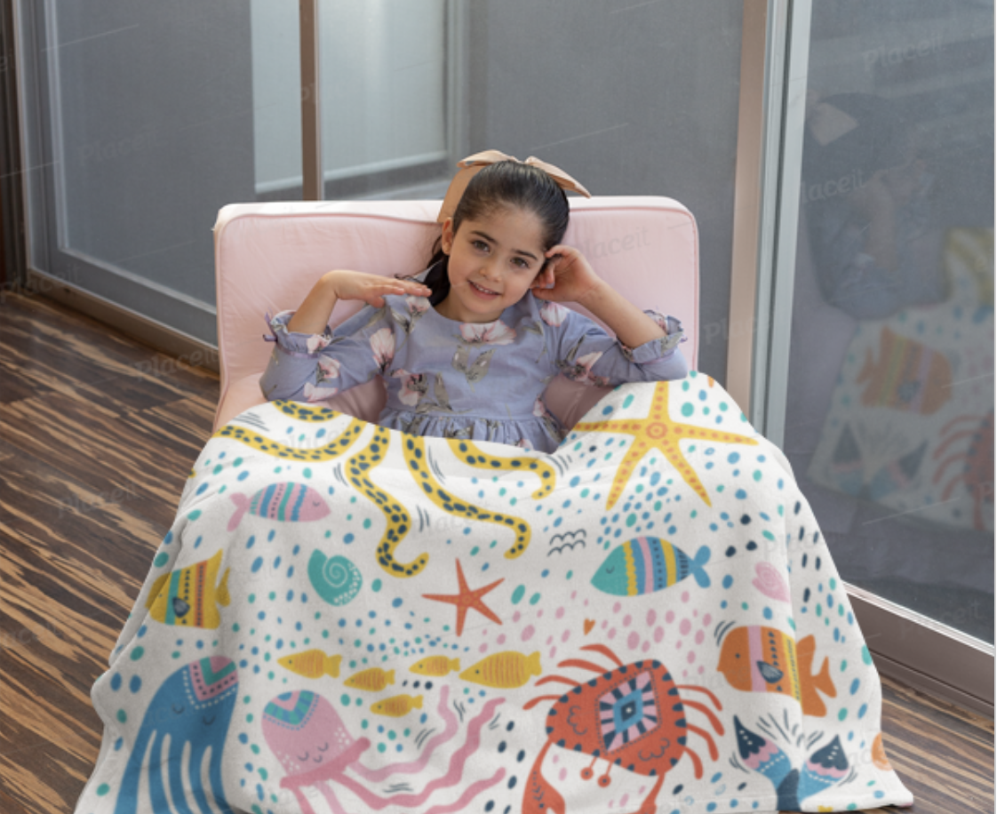 Sea animal Big Kid & Toddler Blanket, under the sea art blanket, Lightweight Blanket, Child Blanket,hand drawn marine inhabitants blanket, Jellyfish Sea animal Big Kid & Toddler Blanket, under the sea art blanket, Lightweight Blanket, Child Blanket,hand drawn marine inhabitants blanket, Jellyfish