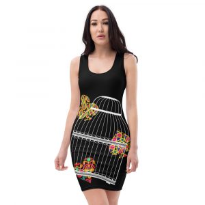 Poker and bird cage print Dress
