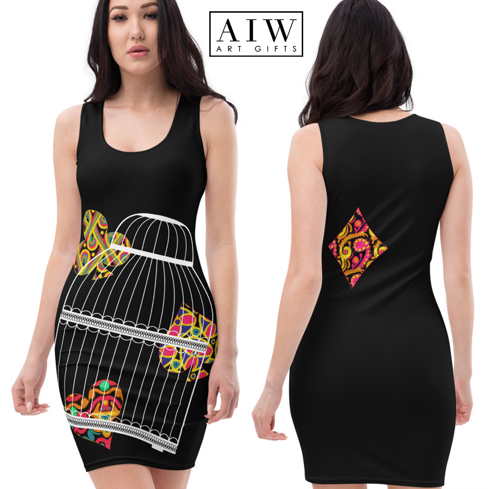 poker print Fitted Dress