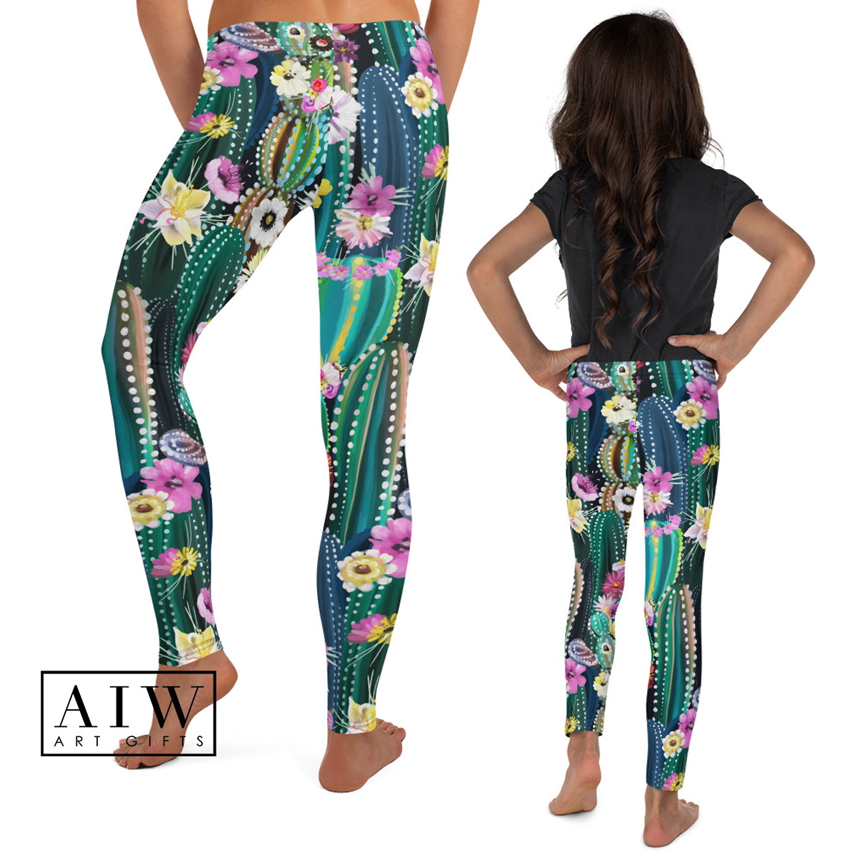 Cactus legging for mom and kid