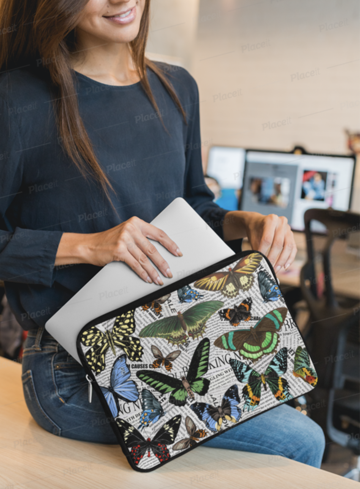 Vintage Butterfly on newspaper Laptop Case