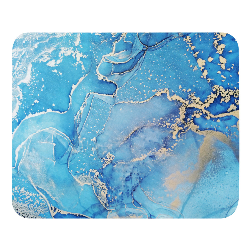 blue and gold abstract art mouse pad