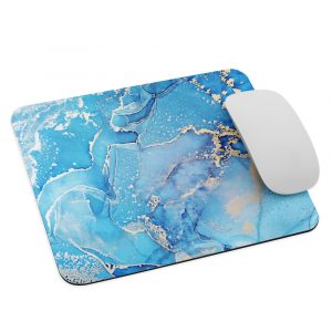 Abstract blue ocean wave mouse pad-id04