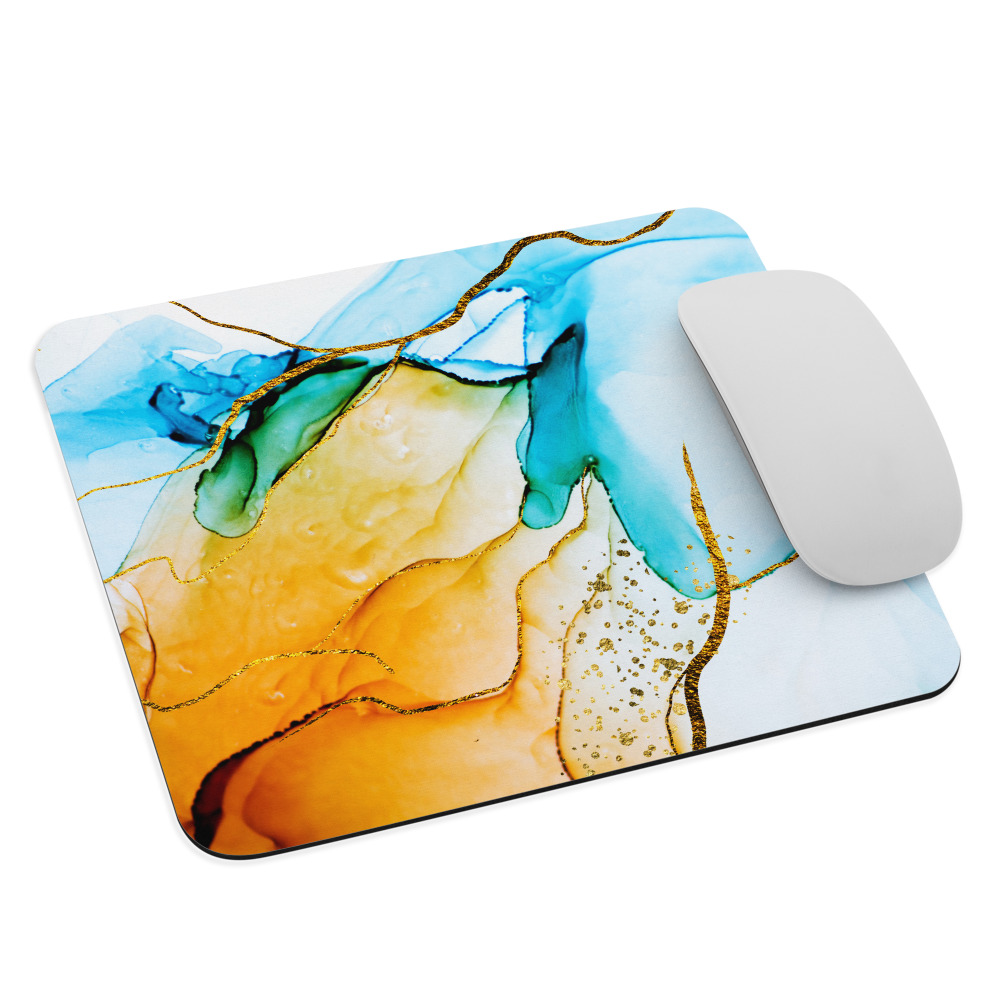 Blue gold marble Abstract Art Mouse Pad-ID06