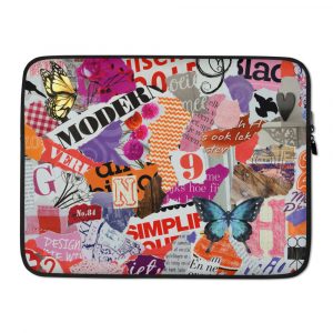 mixed media collage art laptop sleeve