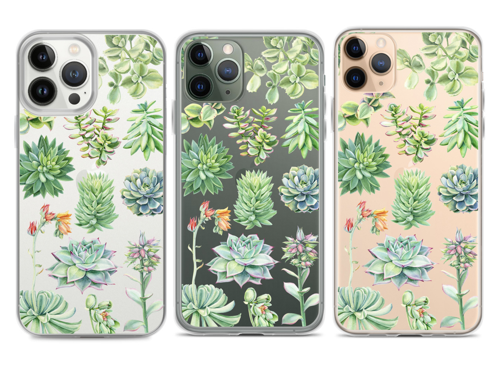 Green cactus clear iPhone case