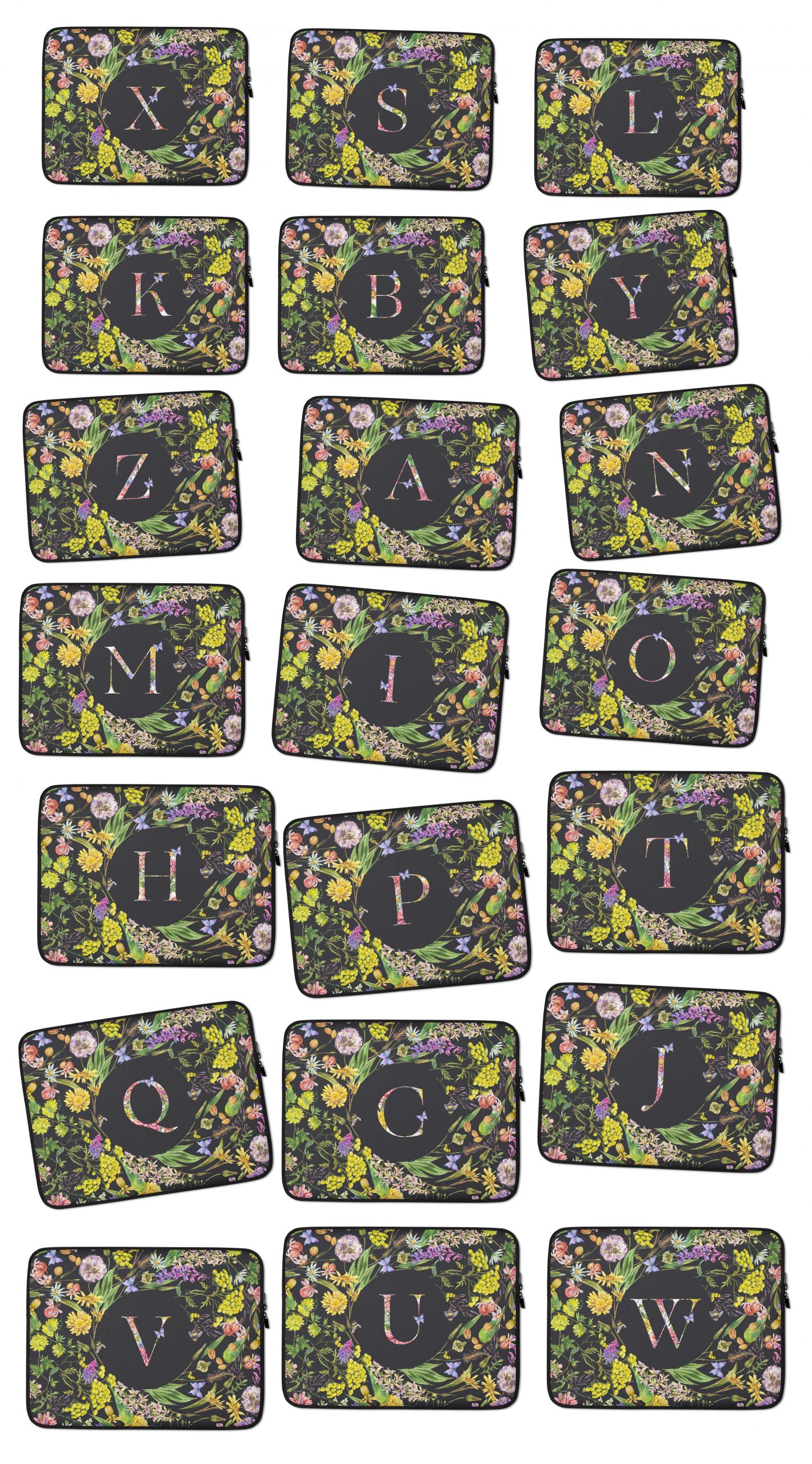Floral-Alphabet-Laptop-Case
