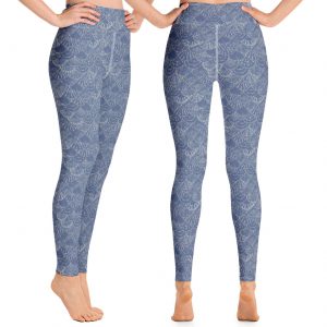 Blue and gold sea shell Yoga Leggings