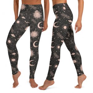Black and pink Galaxy-themed Yoga Leggings