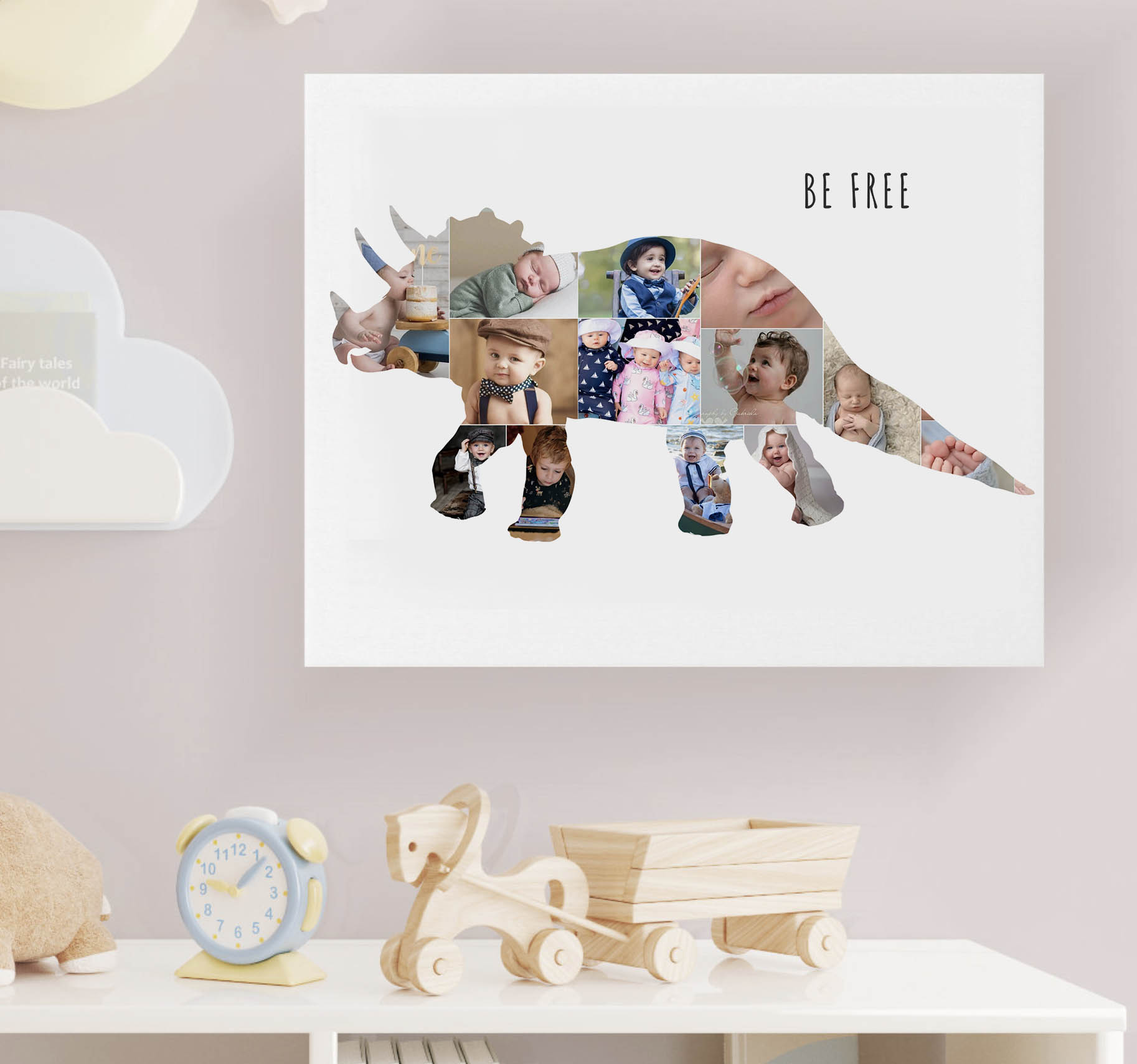 Dinosaur photo collage art print