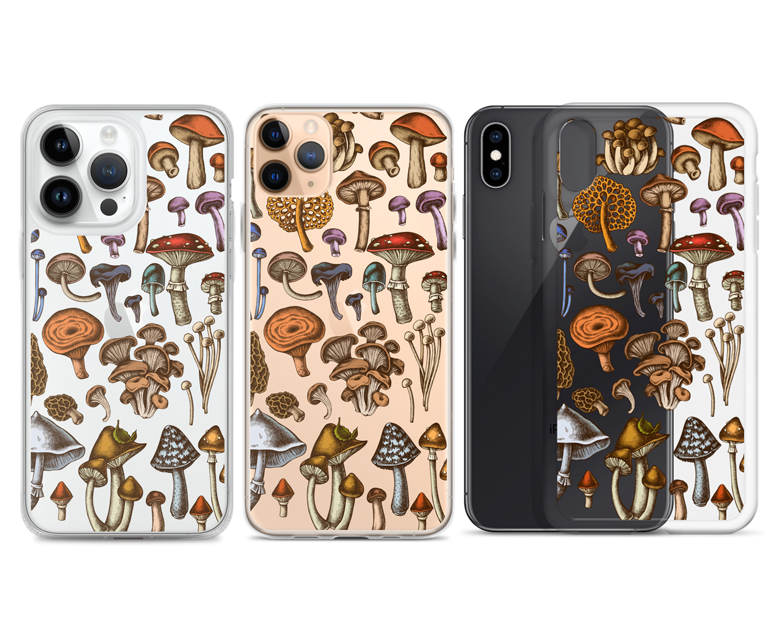 clear art forest mushroom phone case