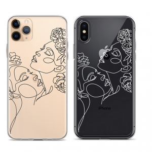 Elegant, minimalist Two Girls Line art phone case