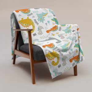Colorful Dinosaurs Throw Blanket - Nursery room decor