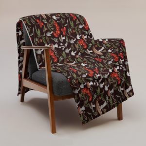 Botanical mushroom Throw Blanket