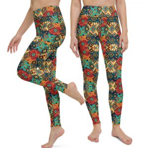 Multi Colored Yoga Leggings - Motifs from Kalamkari style