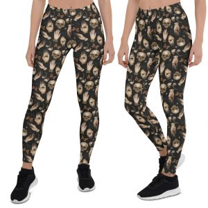 Mystical skull and witches hand Halloween Leggings- id10