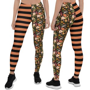 Kid and Mom Cute vibrant bones and floral halloween legging - id05