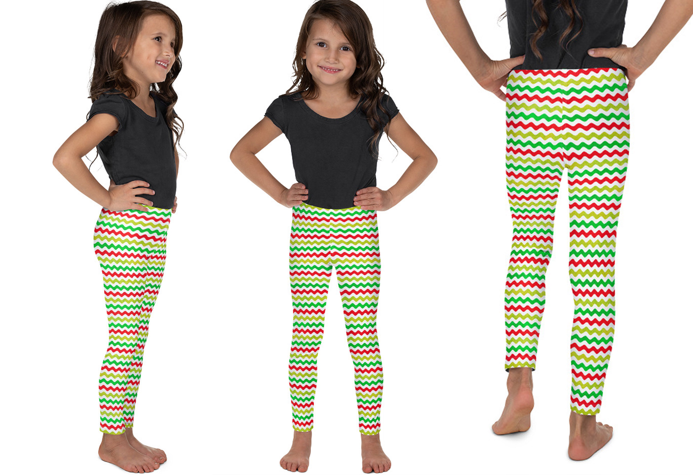 Colorful Wavy Stripes chrismas legging-christmas outfit for kid
