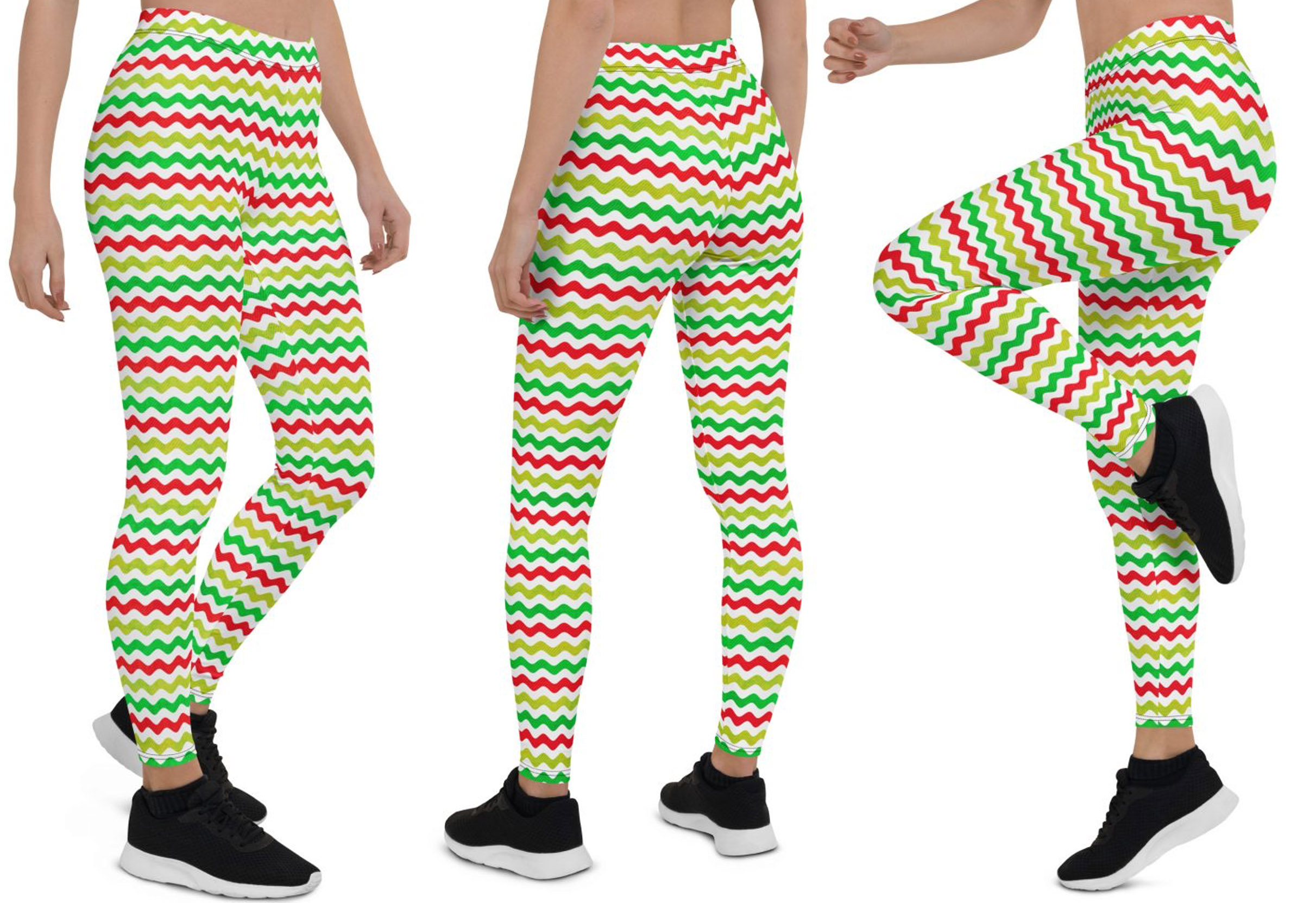 Colorful Wavy Stripes chrismas legging-christmas outfit