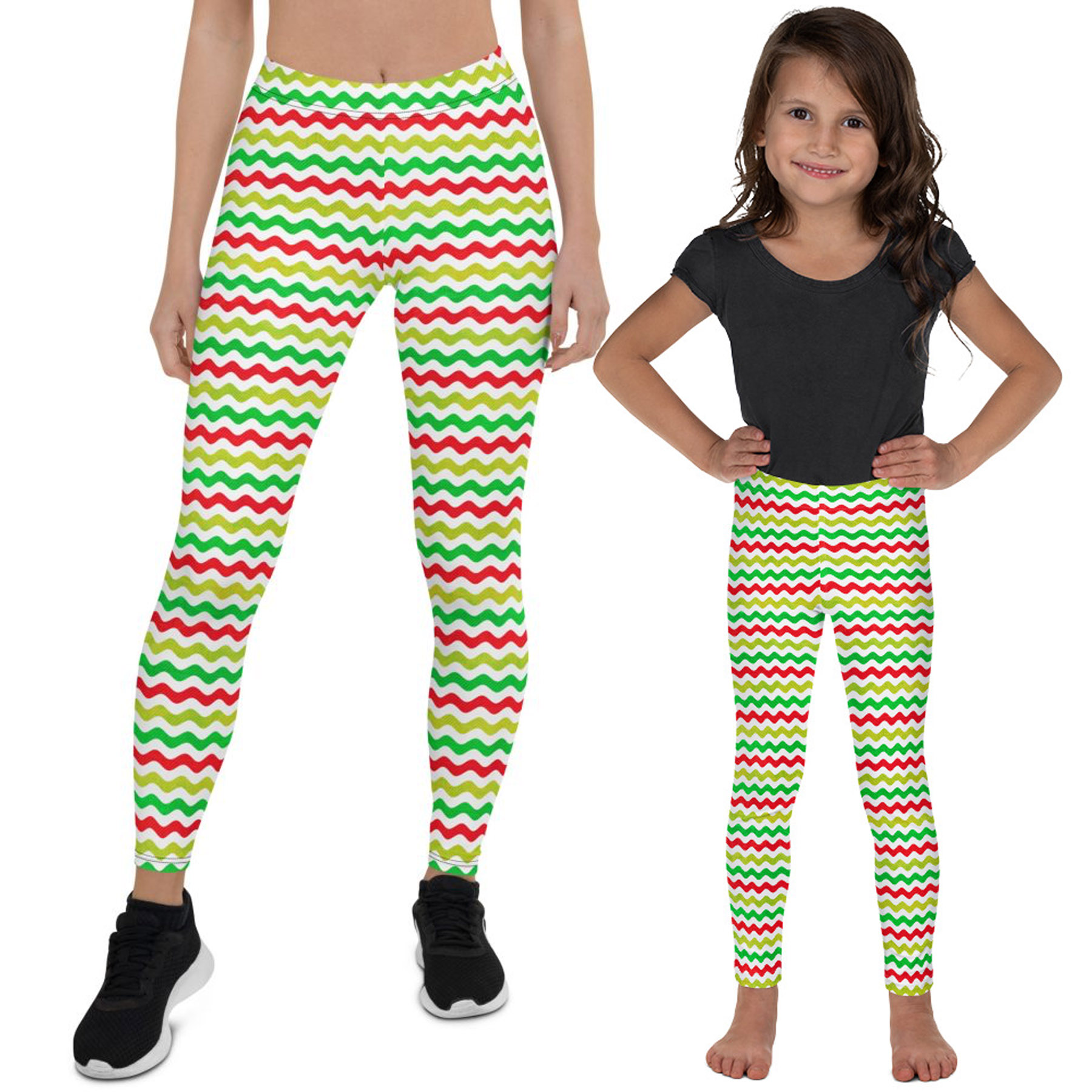 Colorful Wavy Stripes chrismas legging