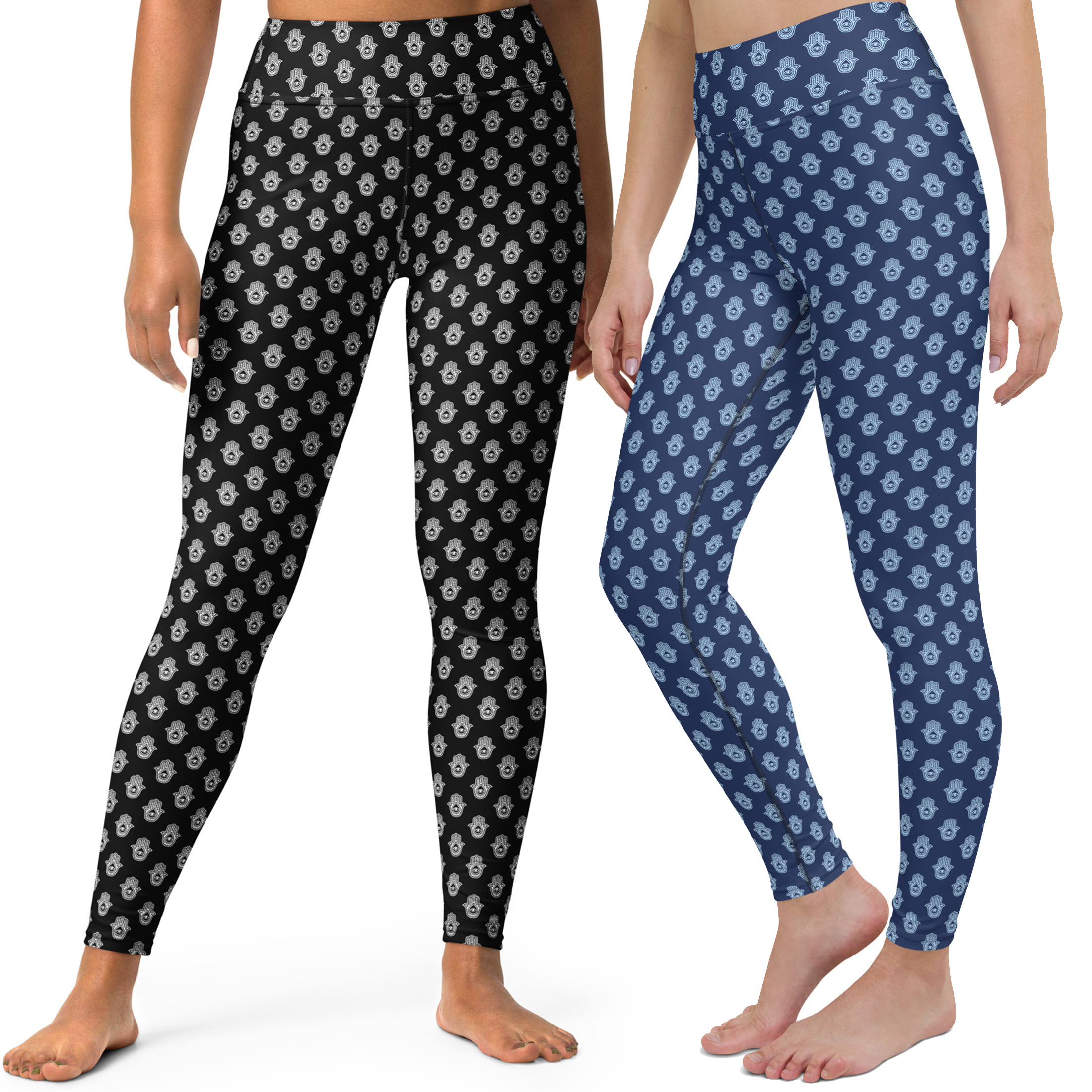 blue hamsa hand printing legging