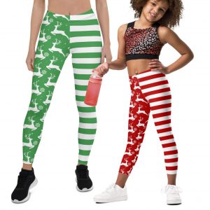 Deer and Stripes Christmas kid and Women’s Leggings
