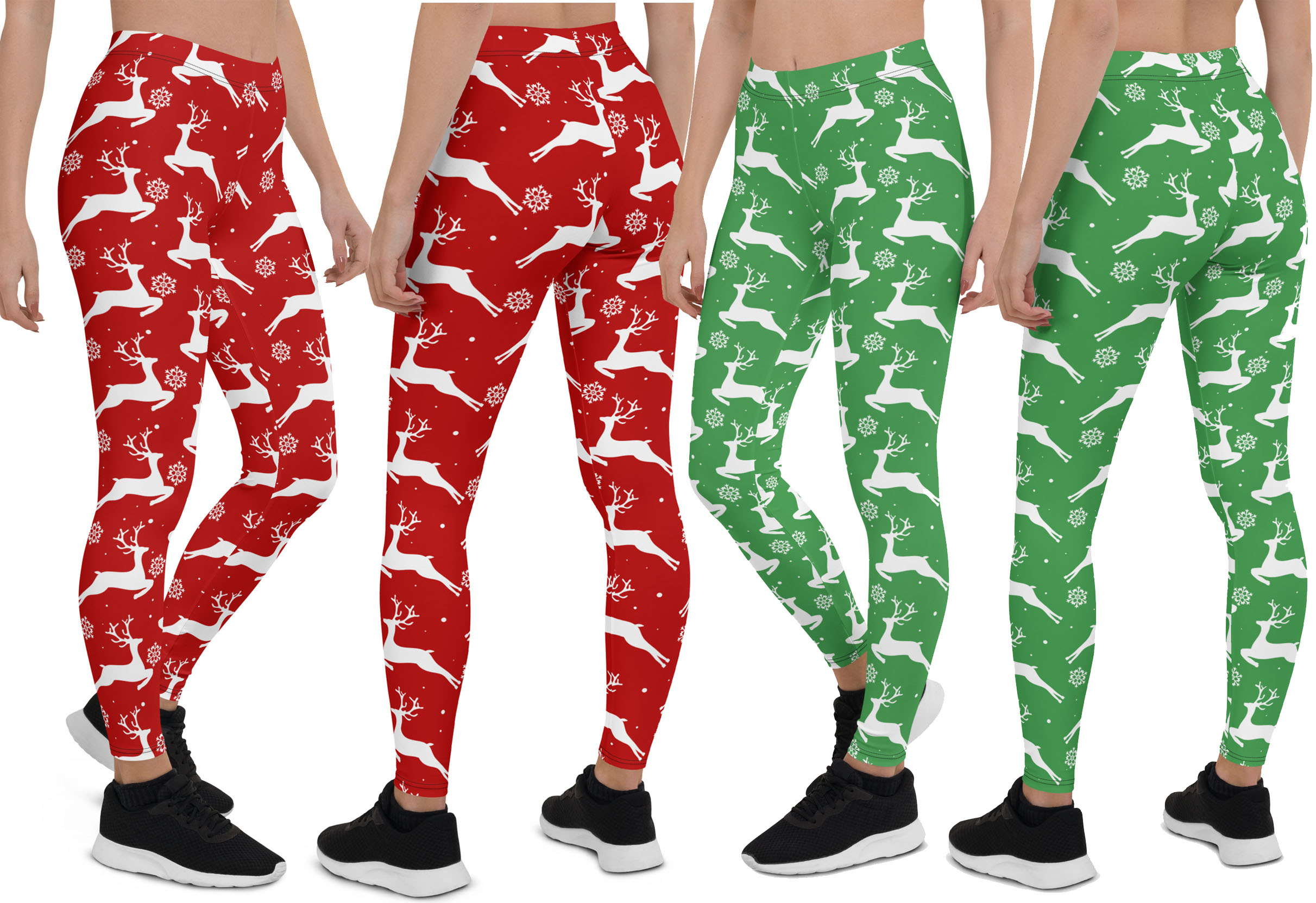 woman chrismas legging with deer pattern