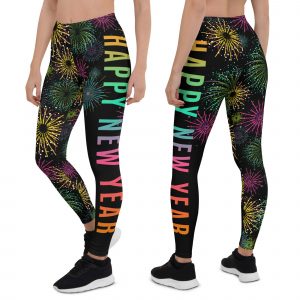 Colorful Happy New year with Fireworks Leggings
