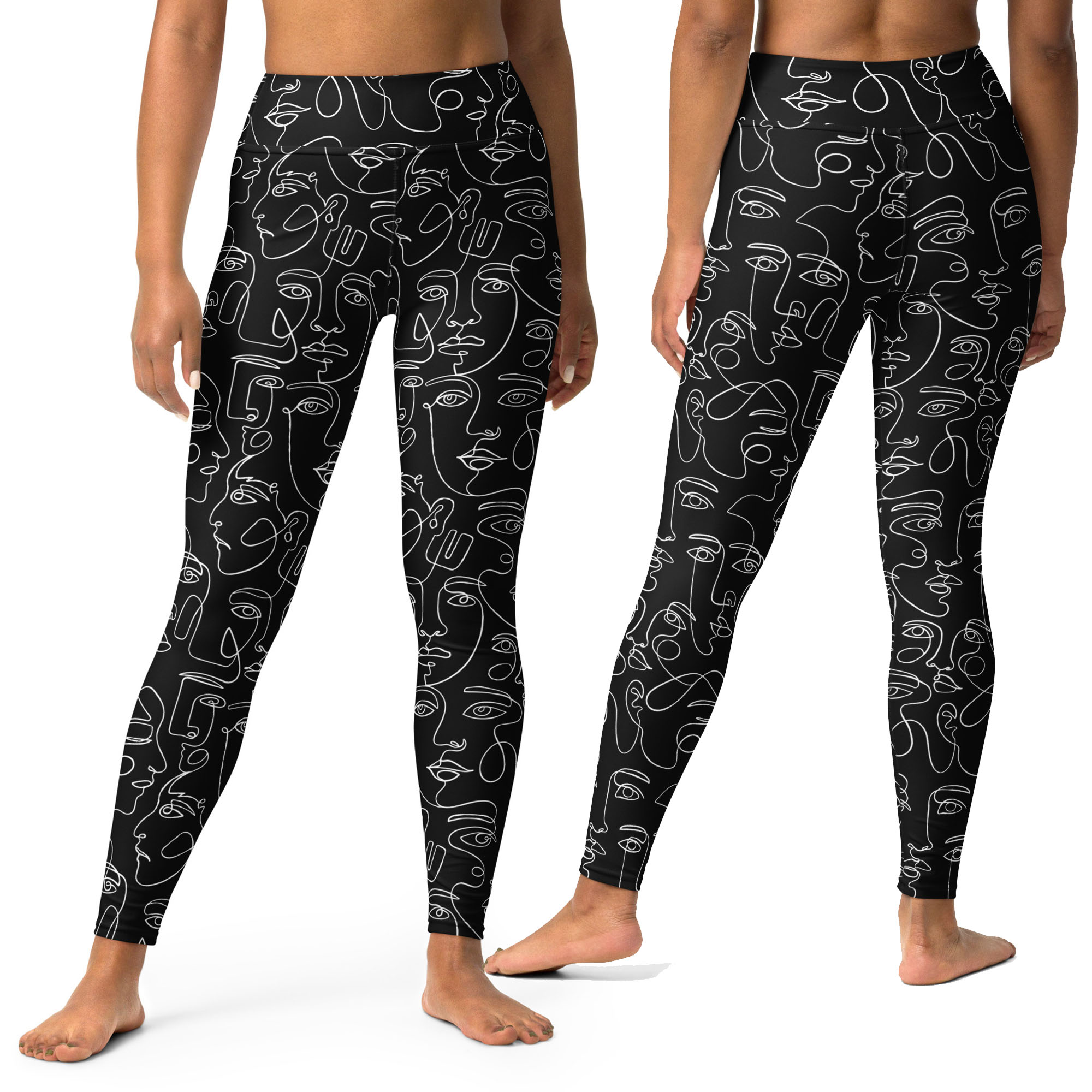 line art girl yoga legging