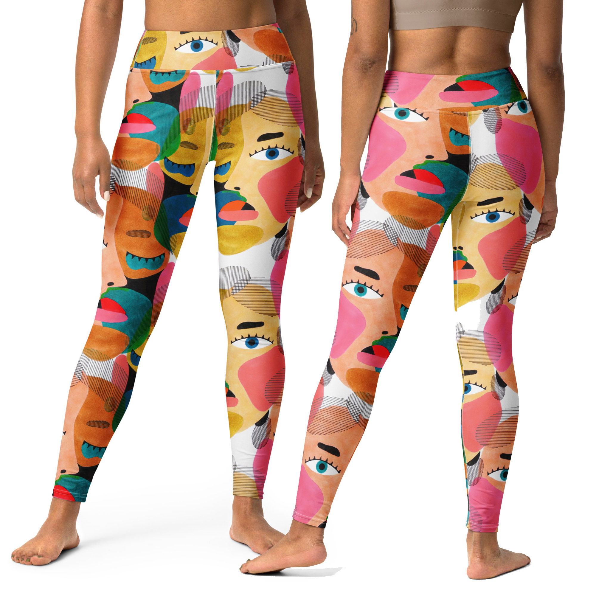 yoga art leggings with abstract art girl