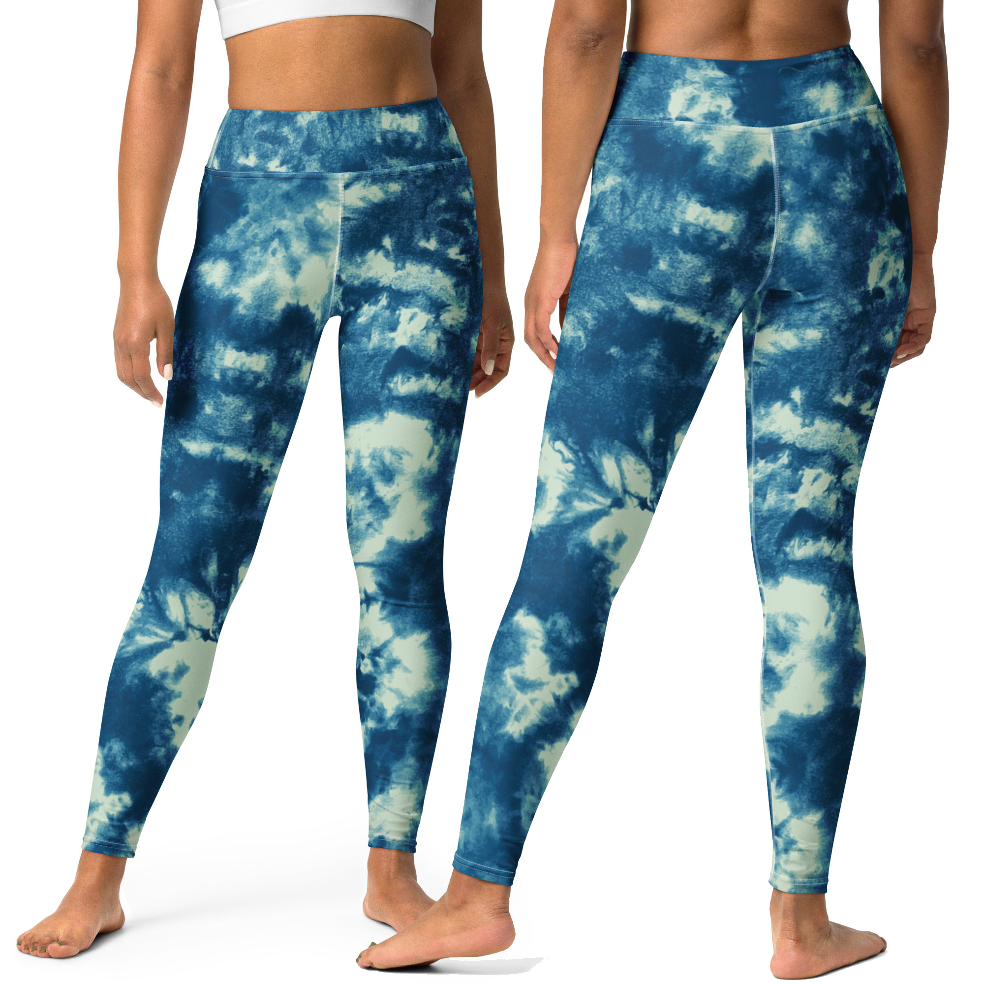 blue tie dye yoga pan