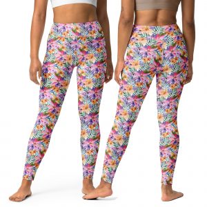 Botanical Watercolor Floral Yoga Leggings id52