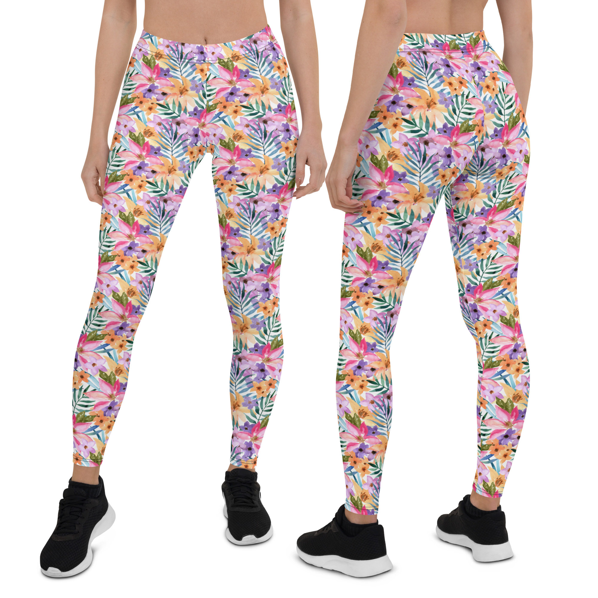 watercolor botanical legging