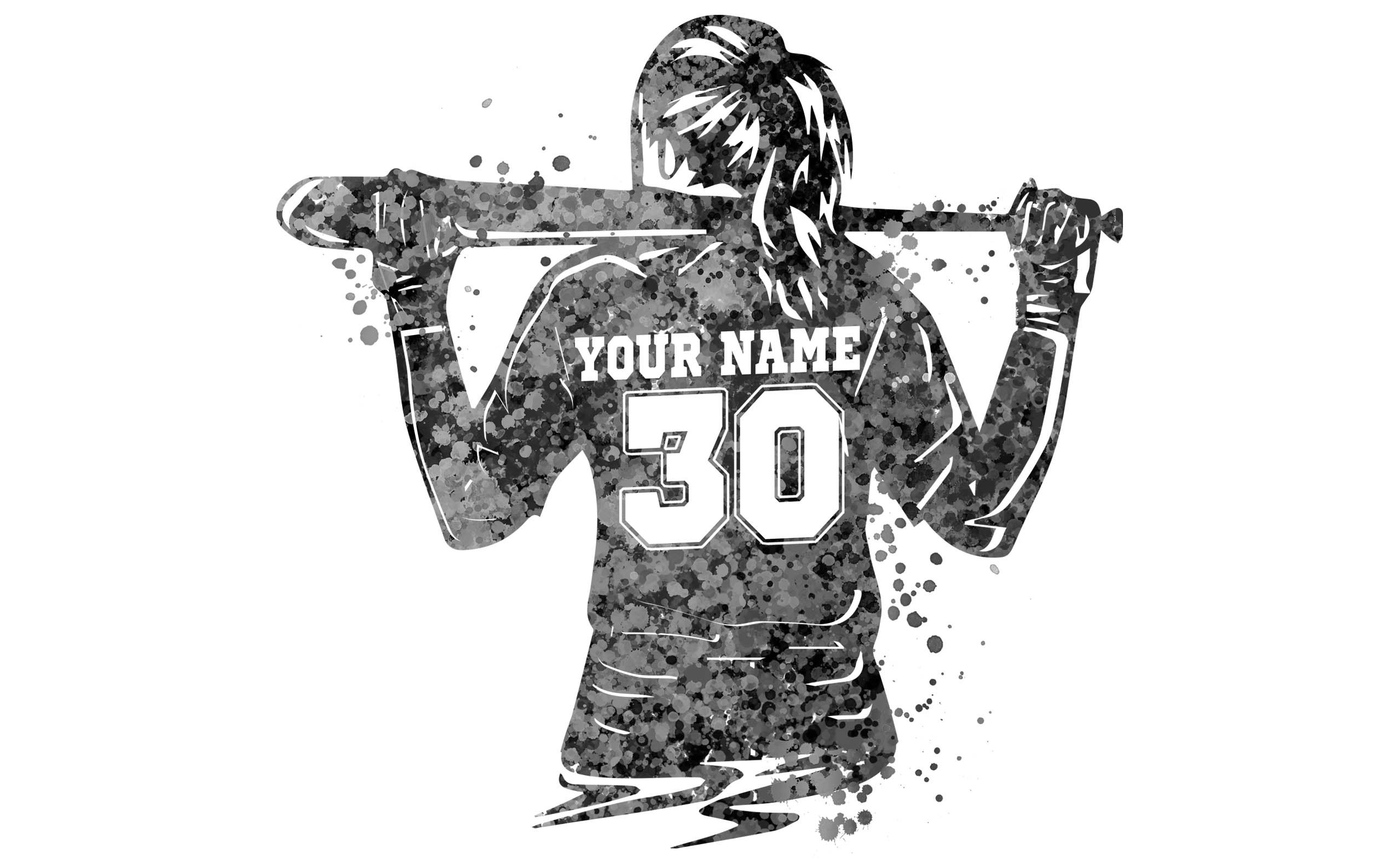 custom girl baseball gift bw